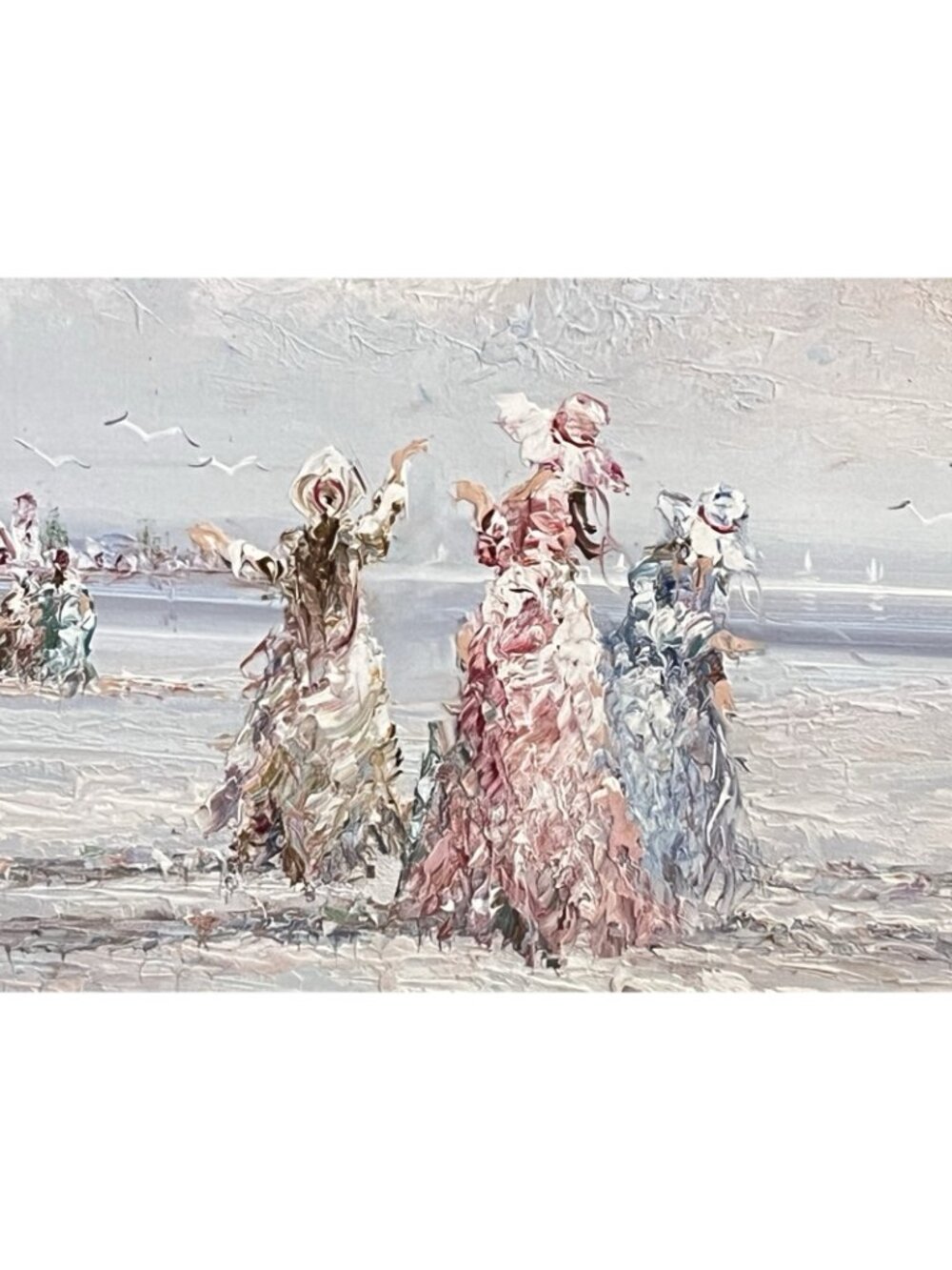Attributed to Marie Charlot? Coastal Impressionist Oil Painting Beach Ladies